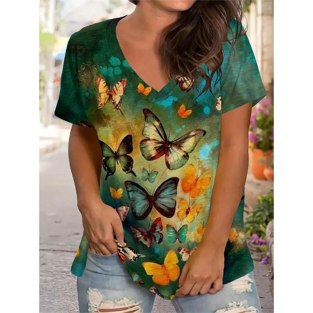 Мода V-образный вырез Женская футболка Женская футболка большого размера Одежда Простота Бабочки Короткие рукава Топы Ретро Принт Пуловер L
Мода V-образный вырез Женская футболка Женская футболка большого размера Одежда Простота Бабочки Короткие рукава Топы Ретро Принт Пуловер L