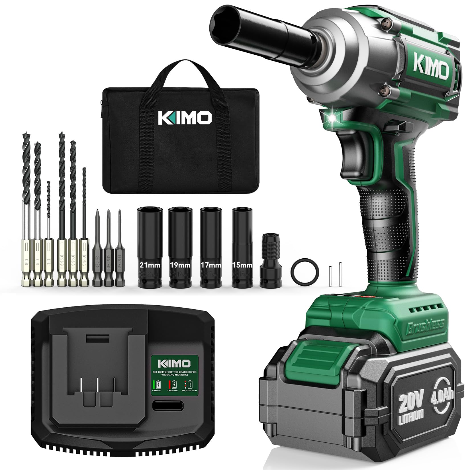 KIMO 20V Аккумуляторный ударный гайковерт Набор 4.0Ач Бесщеточный 550 Н·м Переменная скорость Автостоп LED Модель 3603
KIMO 20V Аккумуляторный ударный гайковерт Набор 4.0Ач Бесщеточный 550 Н·м Переменная скорость Автостоп LED Модель 3603