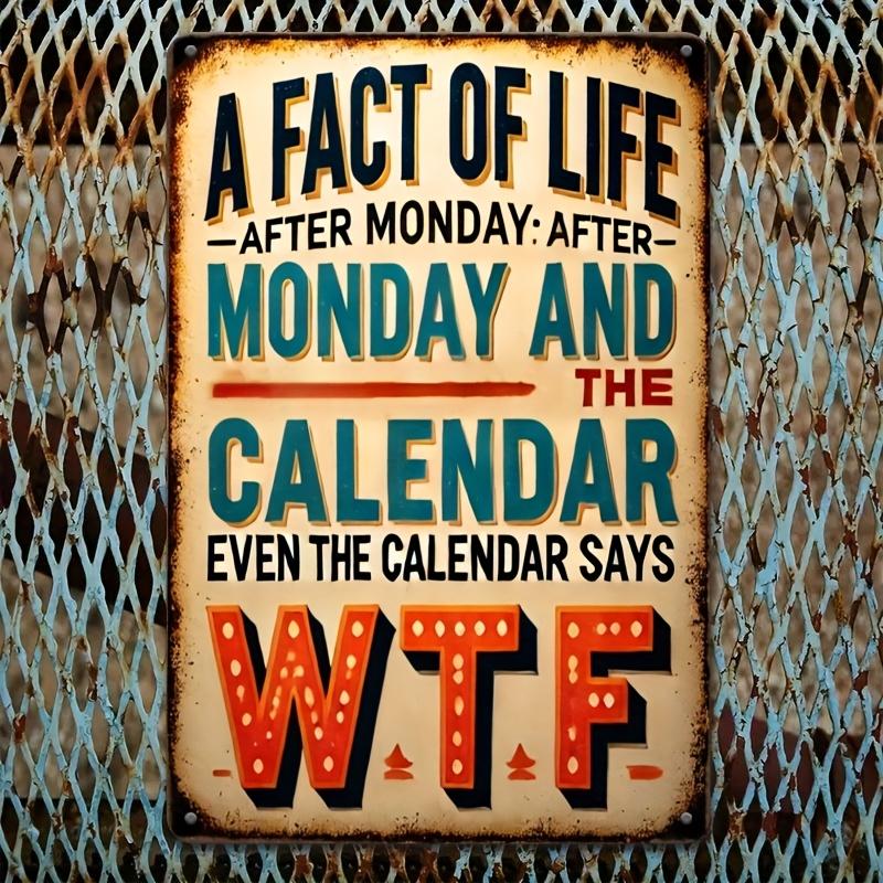 Room Decor Facts of Life After Monday and Tuesday Even the Calendar Says WTF Life Theme Iron Metal Iron Sign Plaque D 20x30cm(7.8x11.8inch)
Room Decor Facts of Life After Monday and Tuesday Even the Calendar Says WTF Life Theme Iron Metal Iron Sign Plaque D 20x30cm(7.8x11.8inch)