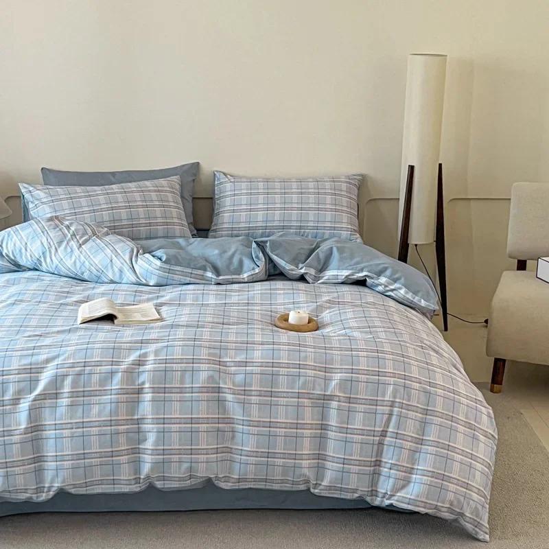 High Quality Grid Printed Flat Sheet Bedding Sets Light Luxury Cotton Soft Quilt Cover Single Double Bed Comfort Set for Adults 1.2m-160x210cm 3pcs
High Quality Grid Printed Flat Sheet Bedding Sets Light Luxury Cotton Soft Quilt Cover Single Double Bed Comfort Set for Adults 1.2m-160x210cm 3pcs