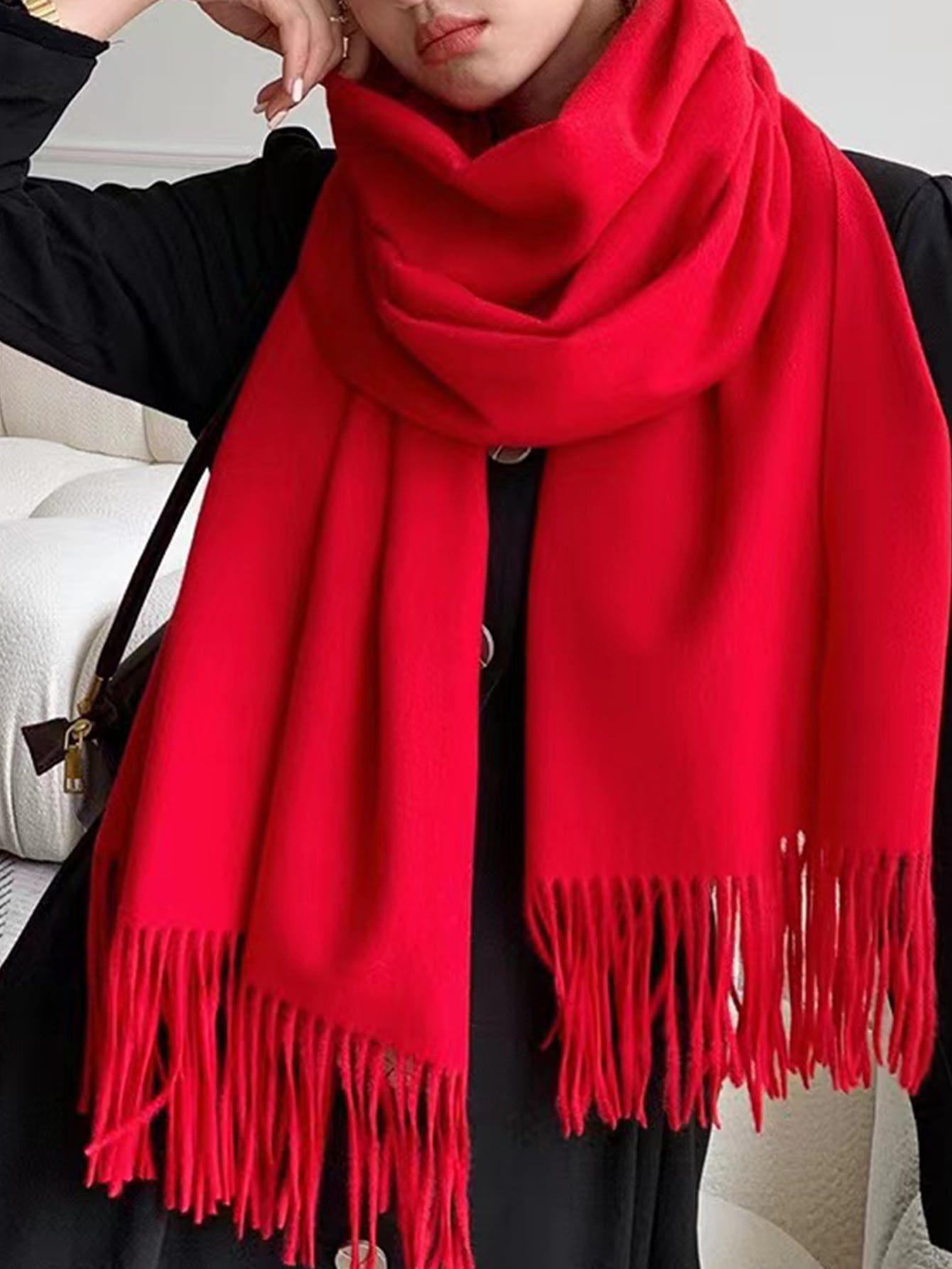 Женская зимняя шаль: Мягкий красный шарф с кисточками, универсальный и теплый для осени и зимы. Style 1
Женская зимняя шаль: Мягкий красный шарф с кисточками, универсальный и теплый для осени и зимы. Style 1