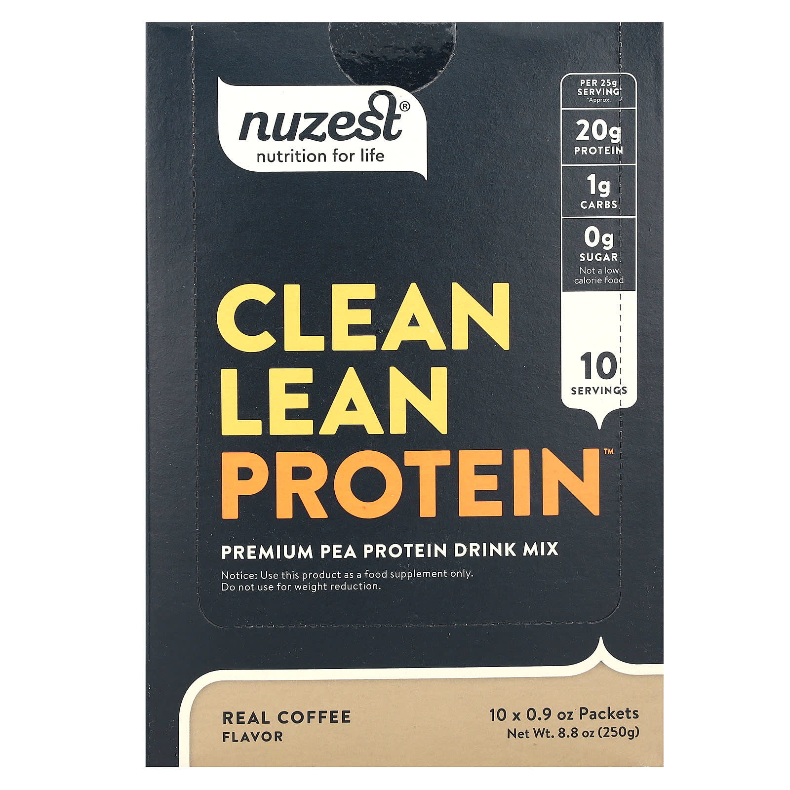 Nuzest, Clean Lean Protein, Преміальна суміш для напою з горохового протеїну, Справжня кава, 10 пакетиків, 0,9 унції (25 г) Кожен
Nuzest, Clean Lean Protein, Преміальна суміш для напою з горохового протеїну, Справжня кава, 10 пакетиків, 0,9 унції (25 г) Кожен