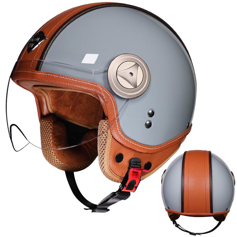 Retro 3/4 Motorcycle Helmet with Leather Lining for All Seasons - Unisex XL
Retro 3/4 Motorcycle Helmet with Leather Lining for All Seasons - Unisex XL