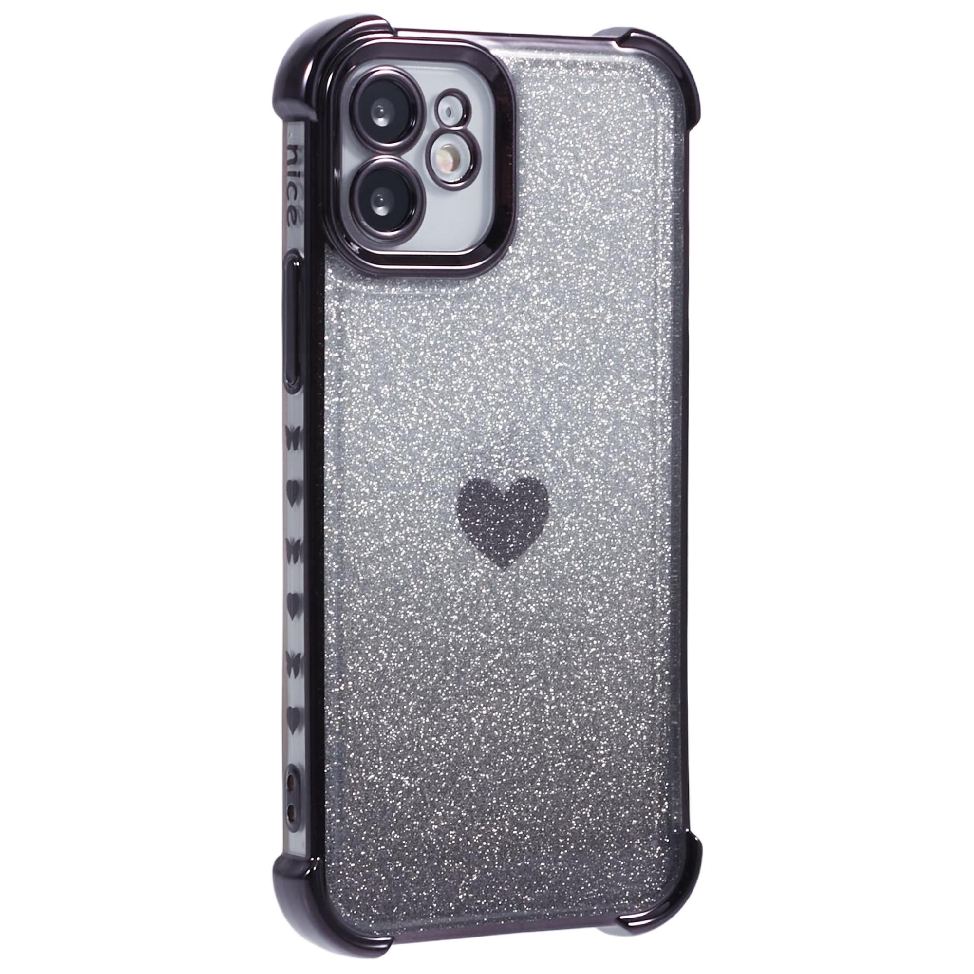 For iPhone 12 Case Heart Pattern TPU Glitter Phone Cover Four Corners Air Cushion Black
For iPhone 12 Case Heart Pattern TPU Glitter Phone Cover Four Corners Air Cushion Black