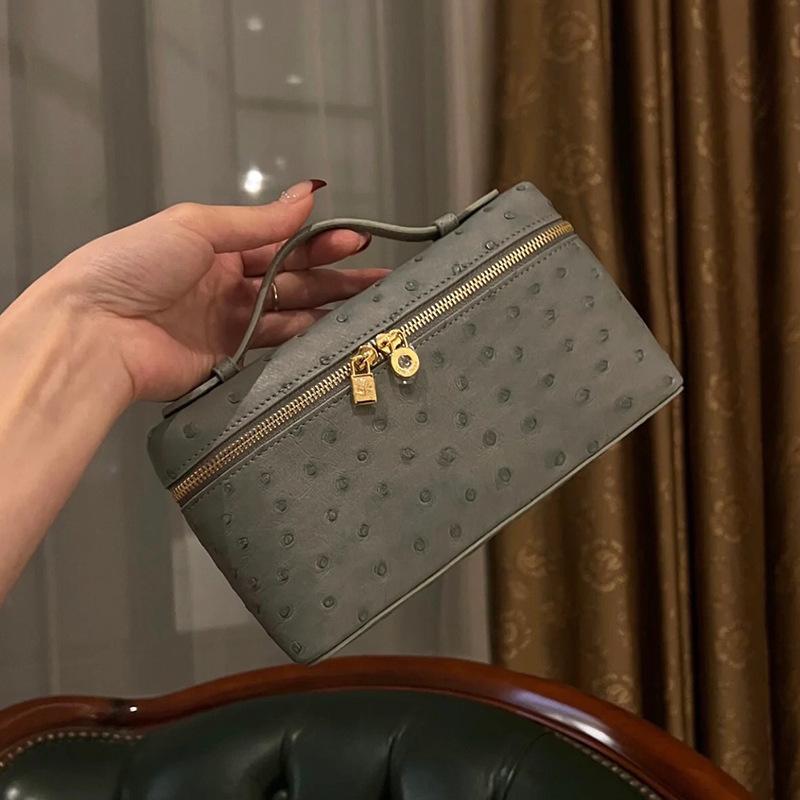Trendy Full Leather Ostrich Patterned Cowhide LP Lunch Box Bag, Makeup Bag, Fashionable Retro Handbag One Size
Trendy Full Leather Ostrich Patterned Cowhide LP Lunch Box Bag, Makeup Bag, Fashionable Retro Handbag One Size