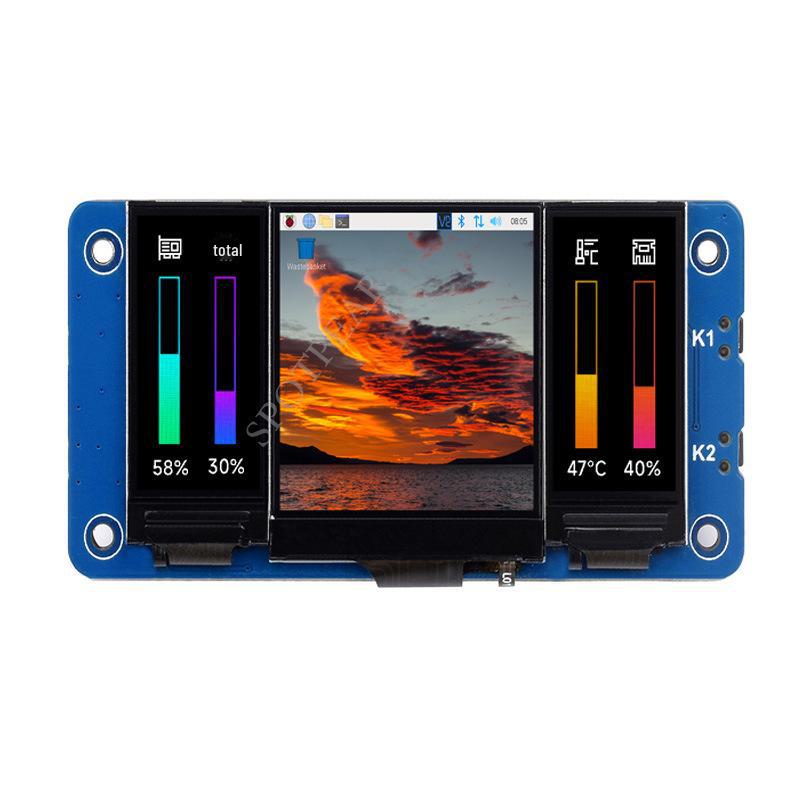 Raspberry Pi Triple Screen Expansion Board: 1.3-inch LCD Main Screen + Dual 0.96-inch IPS Sub-screens
Raspberry Pi Triple Screen Expansion Board: 1.3-inch LCD Main Screen + Dual 0.96-inch IPS Sub-screens