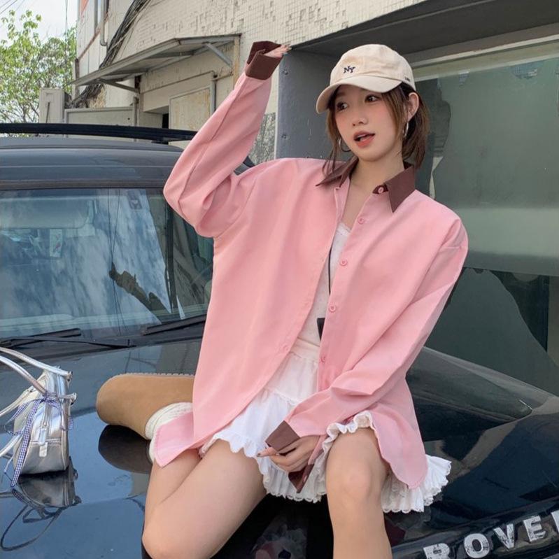 Korean Chic Women s Long Sleeve Color Block Shirt Jacket - Pink Polo Collar, Loose Fit, Spring/Autumn New Design. XXL рожевий
Korean Chic Women s Long Sleeve Color Block Shirt Jacket - Pink Polo Collar, Loose Fit, Spring/Autumn New Design. XXL рожевий