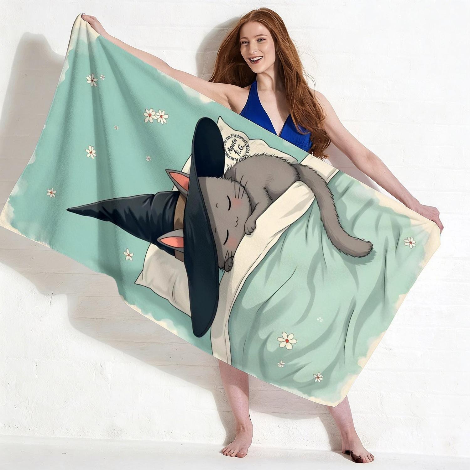 Cute Witch Hat Cat Print Beach Towel Quick Dry Microfiber Sand Free Absorbent Washable for Summer Pool Travel W40*H60(CM)
Cute Witch Hat Cat Print Beach Towel Quick Dry Microfiber Sand Free Absorbent Washable for Summer Pool Travel W40*H60(CM)