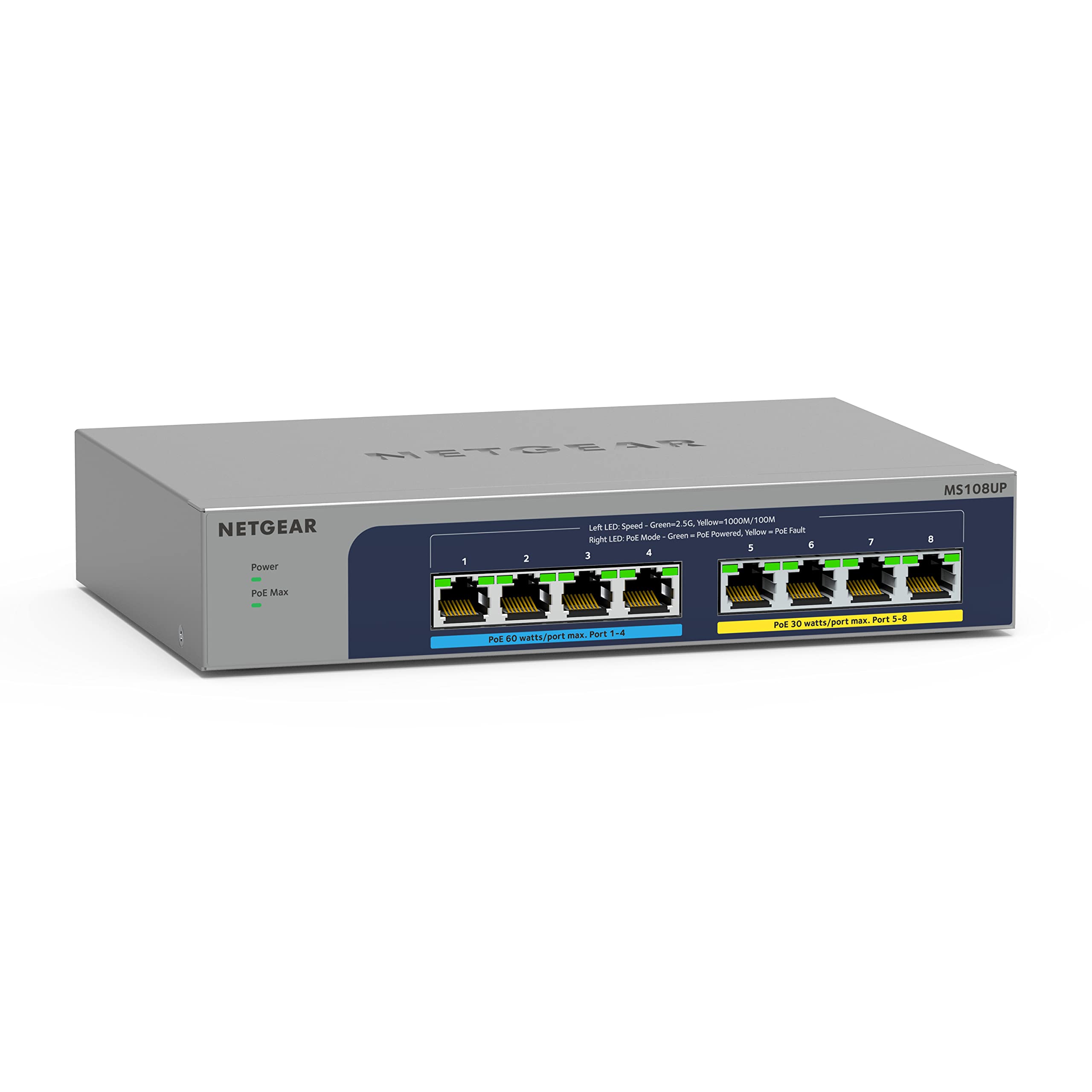 NETGEAR Switching Hub Giga 8 Port Ultra60 Silent Fanless MS108UP For Corporate Use 2.5 PoE++ (PoE++x4/PoE+x4 230W) сірий колір
NETGEAR Switching Hub Giga 8 Port Ultra60 Silent Fanless MS108UP For Corporate Use 2.5 PoE++ (PoE++x4/PoE+x4 230W) сірий колір