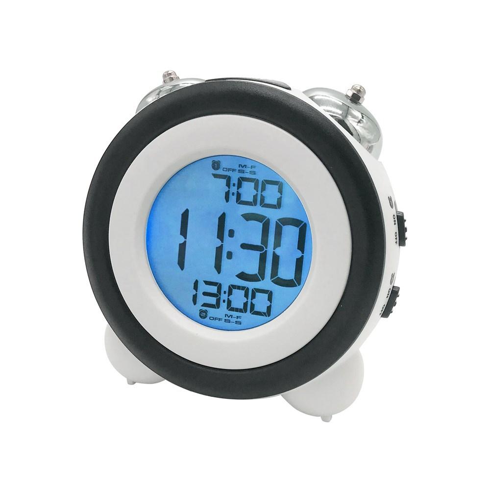 Детский будильник, тихий будильник, двойной колокольчик, будильник, бесшумные часы для пребывания в постели, детский настольный будильник, детское кольцо, электронные часы с колокольчиком 12*12*7.3cm чёрный