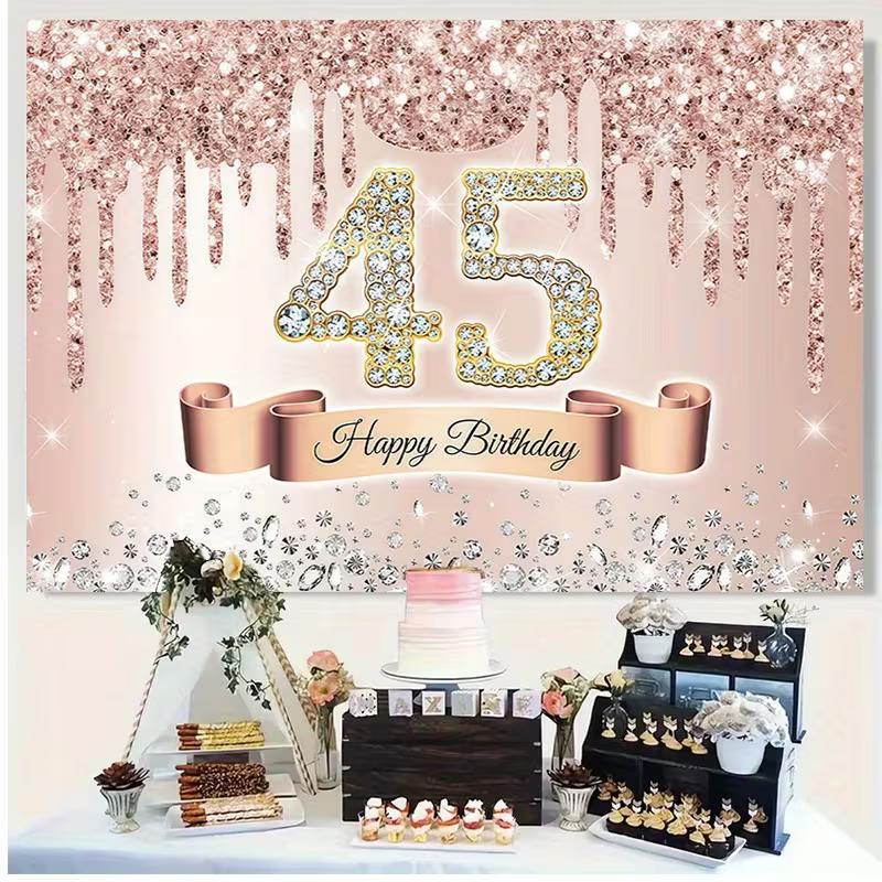 2D Luxury Rose Gold 45th Birthday Backdrop for Milestone Celebrations 47.2x31.5inch/120*80cm
2D Luxury Rose Gold 45th Birthday Backdrop for Milestone Celebrations 47.2x31.5inch/120*80cm