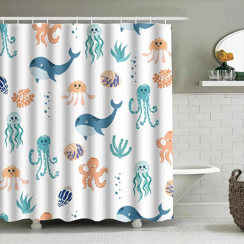 Underwater World Shower Curtain Cute Octopus Jellyfish Design For Bathroom Decorations W60H190(CM)-1 Pcs
Underwater World Shower Curtain Cute Octopus Jellyfish Design For Bathroom Decorations W60H190(CM)-1 Pcs
