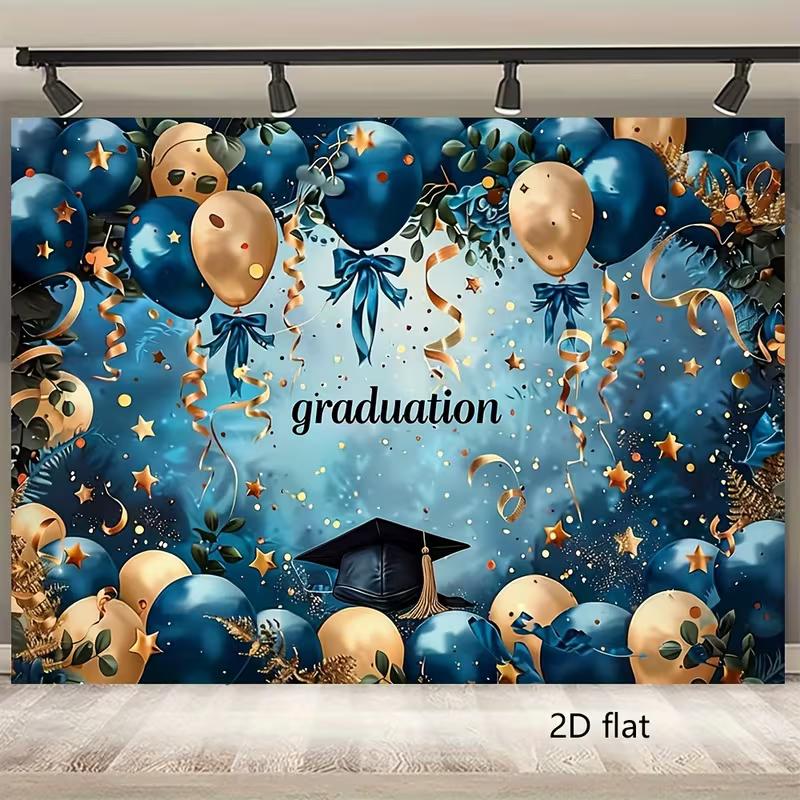 2D Flat Printing Graduation Backdrop, Blue Gold Balloons and Ribbons Background 47.2x31.5inch/120*80cm
2D Flat Printing Graduation Backdrop, Blue Gold Balloons and Ribbons Background 47.2x31.5inch/120*80cm