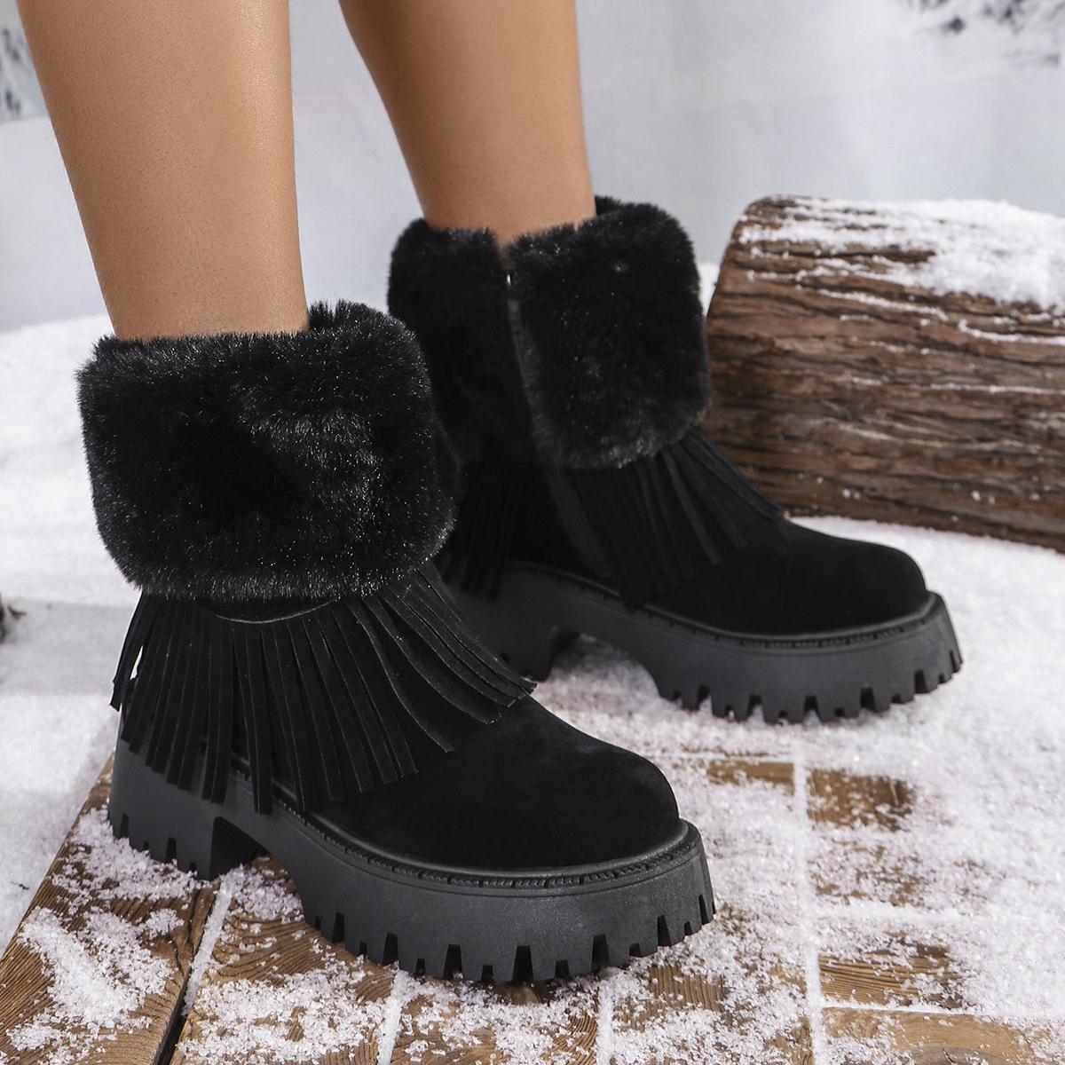 Winter Women Boots Fashion Warm Plush Snow Boots Woman No-slip Casual Comfort Flat Shoes for Women Outdoor Casual Platform Shoes 35 чорний
Winter Women Boots Fashion Warm Plush Snow Boots Woman No-slip Casual Comfort Flat Shoes for Women Outdoor Casual Platform Shoes 35 чорний