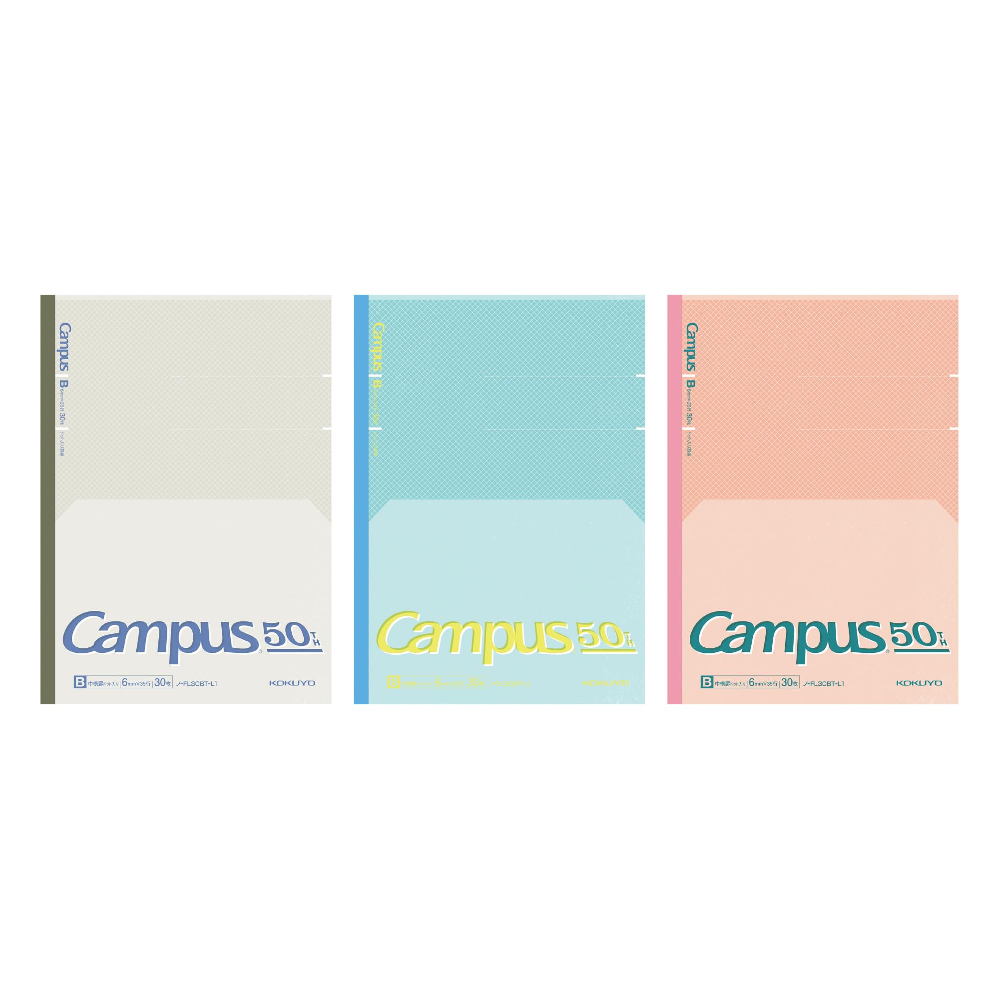KOKUYO Campus Flat Comfort Note Limited 50th Anniversary Dotted B Ruled 3 Color Pack Semi-B5 No-FL3CBT-L1X3
KOKUYO Campus Flat Comfort Note Limited 50th Anniversary Dotted B Ruled 3 Color Pack Semi-B5 No-FL3CBT-L1X3