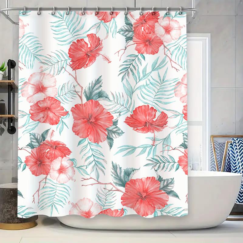 Watercolor Hibiscus Shower Curtain Red Floral Design For Bathroom Decoration Polyester Fabric Waterproof Bath Mat Set Decoration W60H190(CM)-1 Pcs
Watercolor Hibiscus Shower Curtain Red Floral Design For Bathroom Decoration Polyester Fabric Waterproof Bath Mat Set Decoration W60H190(CM)-1 Pcs