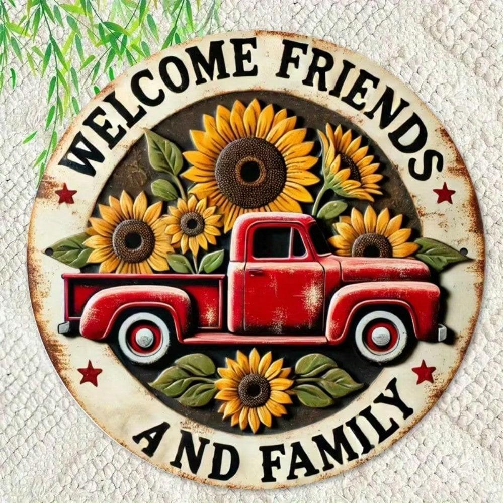 High Quality Round Metal Art Sign Red Truck Sunflower 2D Wall Decor Pre Drilled 20x20 білий
High Quality Round Metal Art Sign Red Truck Sunflower 2D Wall Decor Pre Drilled 20x20 білий