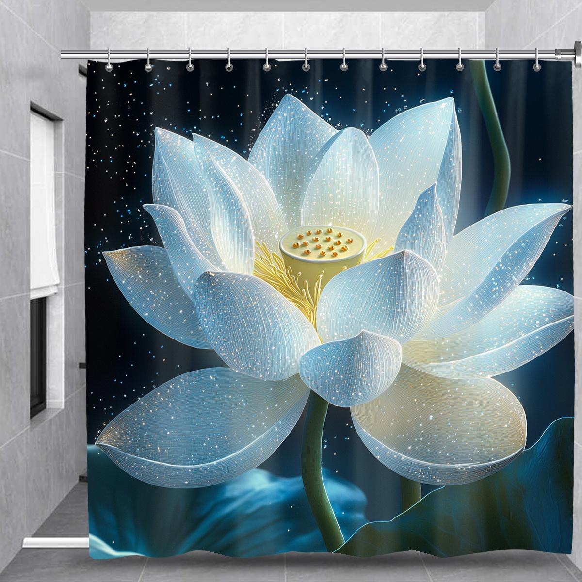 1Pc Elegant White Lotus Flower Shower Curtain - Digital Print, Polyester, Machine Washable, Woven Design With Golden Stem & Leav W60H190(CM)-1 Pcs
1Pc Elegant White Lotus Flower Shower Curtain - Digital Print, Polyester, Machine Washable, Woven Design With Golden Stem & Leav W60H190(CM)-1 Pcs