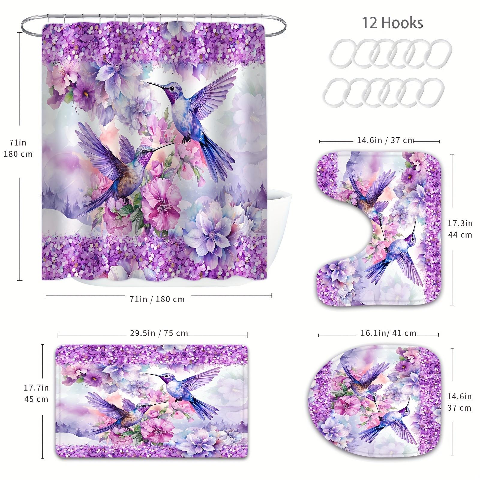 Комплект из 4 занавесок для душа с изображением фиолетовых колибри - водонепроницаемый цветочный дизайн, в комплект входят 12 крючков, нескользящий коврик, коврик для унитаза и крышка для декора ванной комнаты 4Pcs-Full Set
Комплект из 4 занавесок для душа с изображением фиолетовых колибри - водонепроницаемый цветочный дизайн, в комплект входят 12 крючков, нескользящий коврик, коврик для унитаза и крышка для декора ванной комнаты 4Pcs-Full Set
