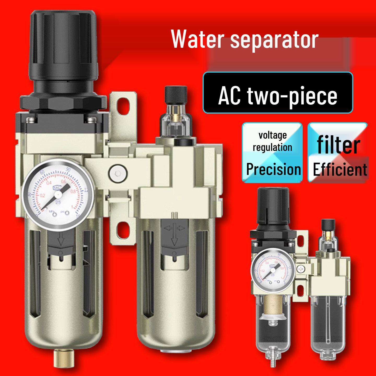 Oil-Water Separator, Air Filter, Pressure Reducing Valve & Oil Mist Lubricator (FRL Unit AC2010-02/3010-03) AC2010-02
Oil-Water Separator, Air Filter, Pressure Reducing Valve & Oil Mist Lubricator (FRL Unit AC2010-02/3010-03) AC2010-02