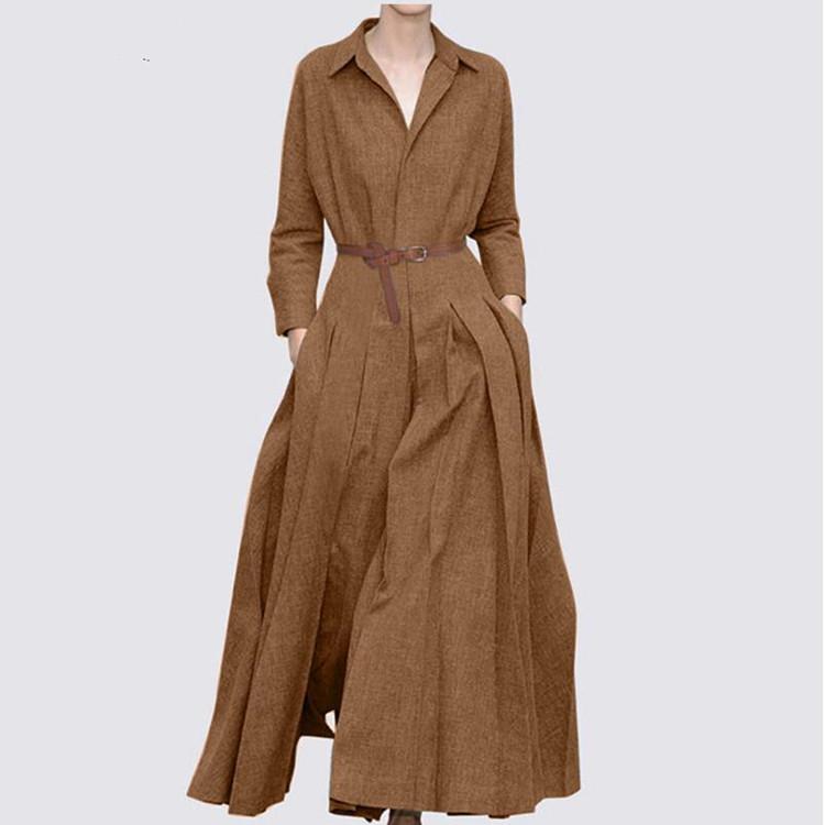 Women s Spring/Fall Beltless Solid-Color Loose-Fit Long-Sleeve Collared Casual Dress XS кавовий
Women s Spring/Fall Beltless Solid-Color Loose-Fit Long-Sleeve Collared Casual Dress XS кавовий