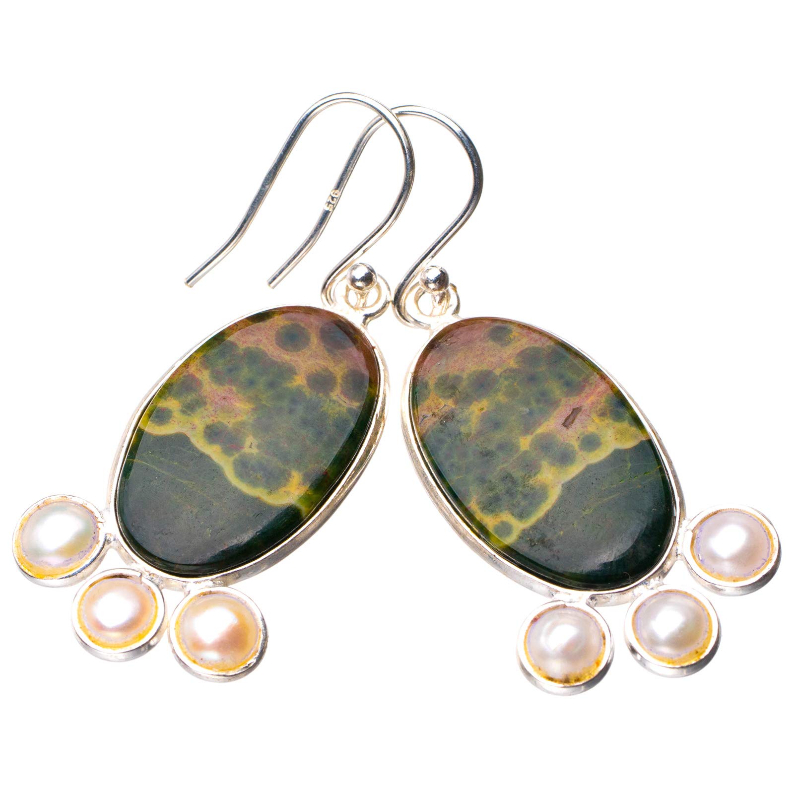 StarGems® Natural Ocean Jasper And River Pearl Handmade 925 Sterling Silver Earrings 1.75 D7585
StarGems® Natural Ocean Jasper And River Pearl Handmade 925 Sterling Silver Earrings 1.75 D7585