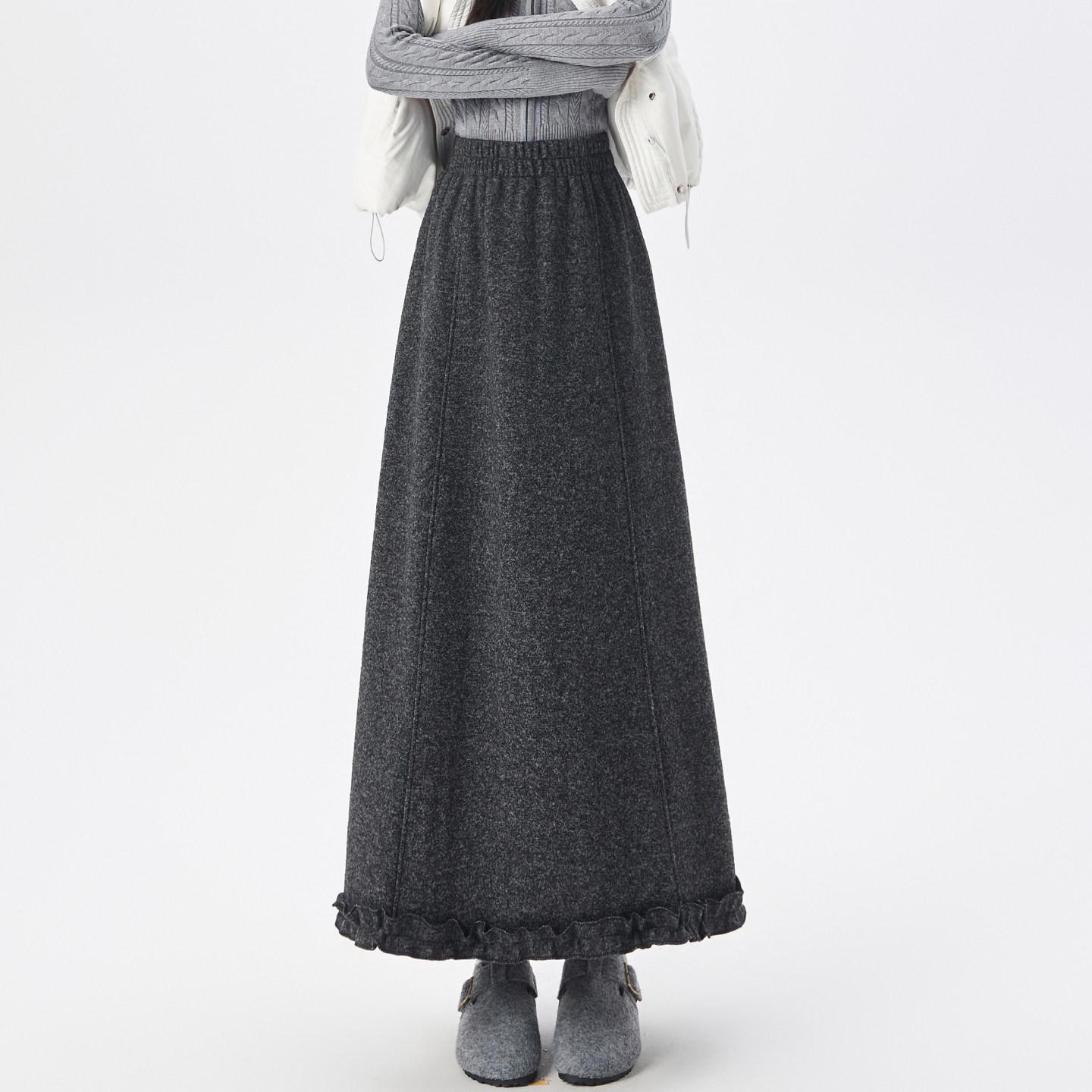 Women s Gray Woolen A-Line Long Skirt - Plus Velvet, Thick, Elastic High Waist, Autumn/Winter, Casual Ruffle Design Small темно-сірий
Women s Gray Woolen A-Line Long Skirt - Plus Velvet, Thick, Elastic High Waist, Autumn/Winter, Casual Ruffle Design Small темно-сірий