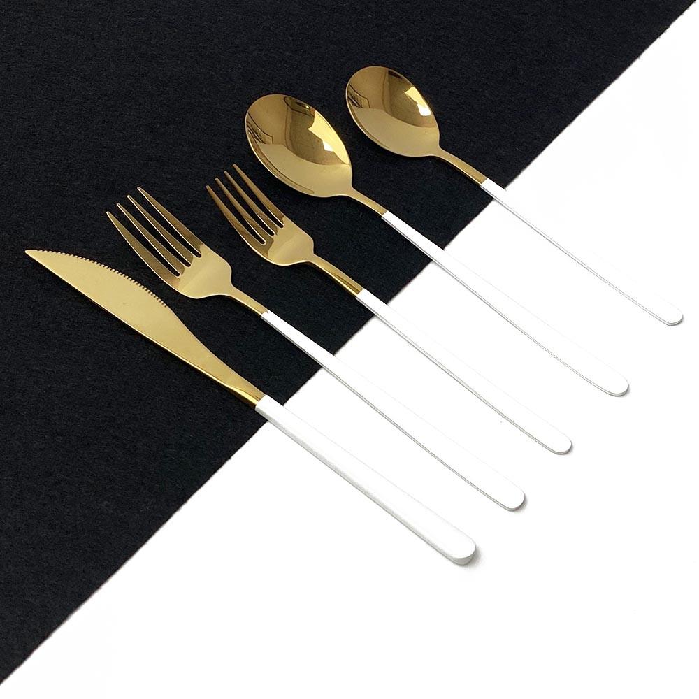 Набор столовых приборов из белого золота, 20 шт., набор столовой посуды, нож из нержавеющей стали 18/10, вилка, ложка, серебро, кухонные столовые приборы, набор посуды золотой/белый
Набор столовых приборов из белого золота, 20 шт., набор столовой посуды, нож из нержавеющей стали 18/10, вилка, ложка, серебро, кухонные столовые приборы, набор посуды золотой/белый