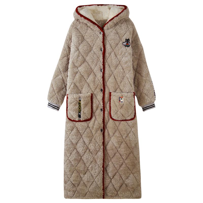 Женский длинный стеганый флисовый халат с капюшоном - Толстый, теплый и на пуговицах для осени/зимы Size XXXL
Женский длинный стеганый флисовый халат с капюшоном - Толстый, теплый и на пуговицах для осени/зимы Size XXXL