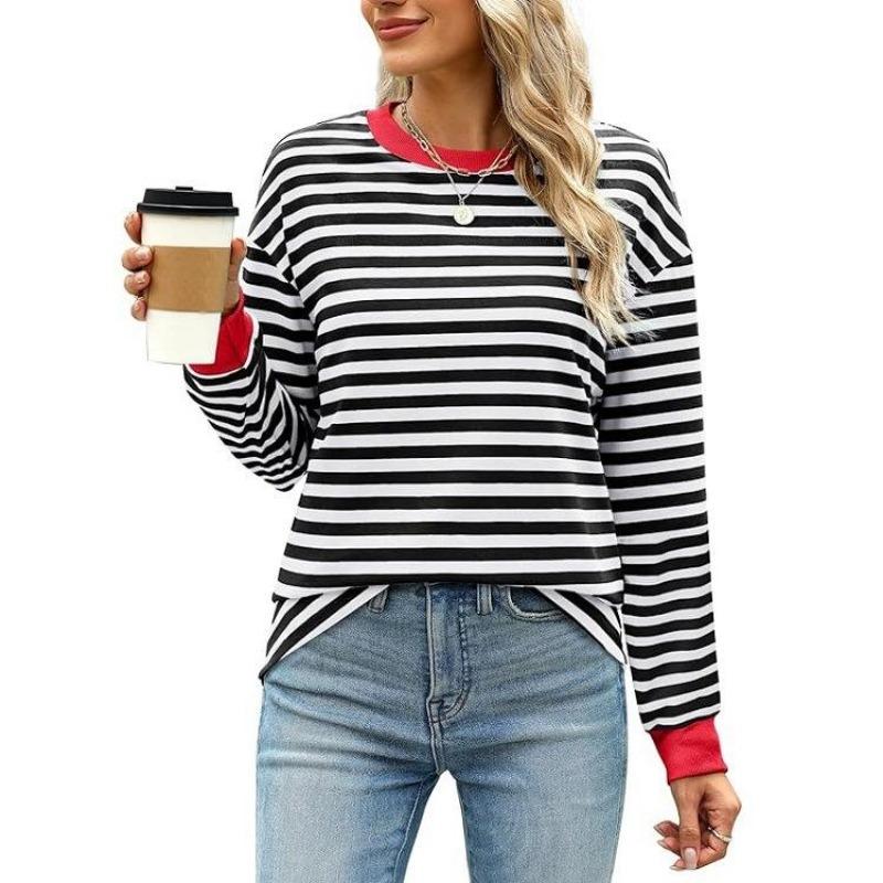 Весенне-осенние футболки с длинным рукавом и принтом в полоску, женские базовые повседневные топы, женские свободные футболки с круглым вырезом, одежда в стиле Харадзюку M
Весенне-осенние футболки с длинным рукавом и принтом в полоску, женские базовые повседневные топы, женские свободные футболки с круглым вырезом, одежда в стиле Харадзюку M