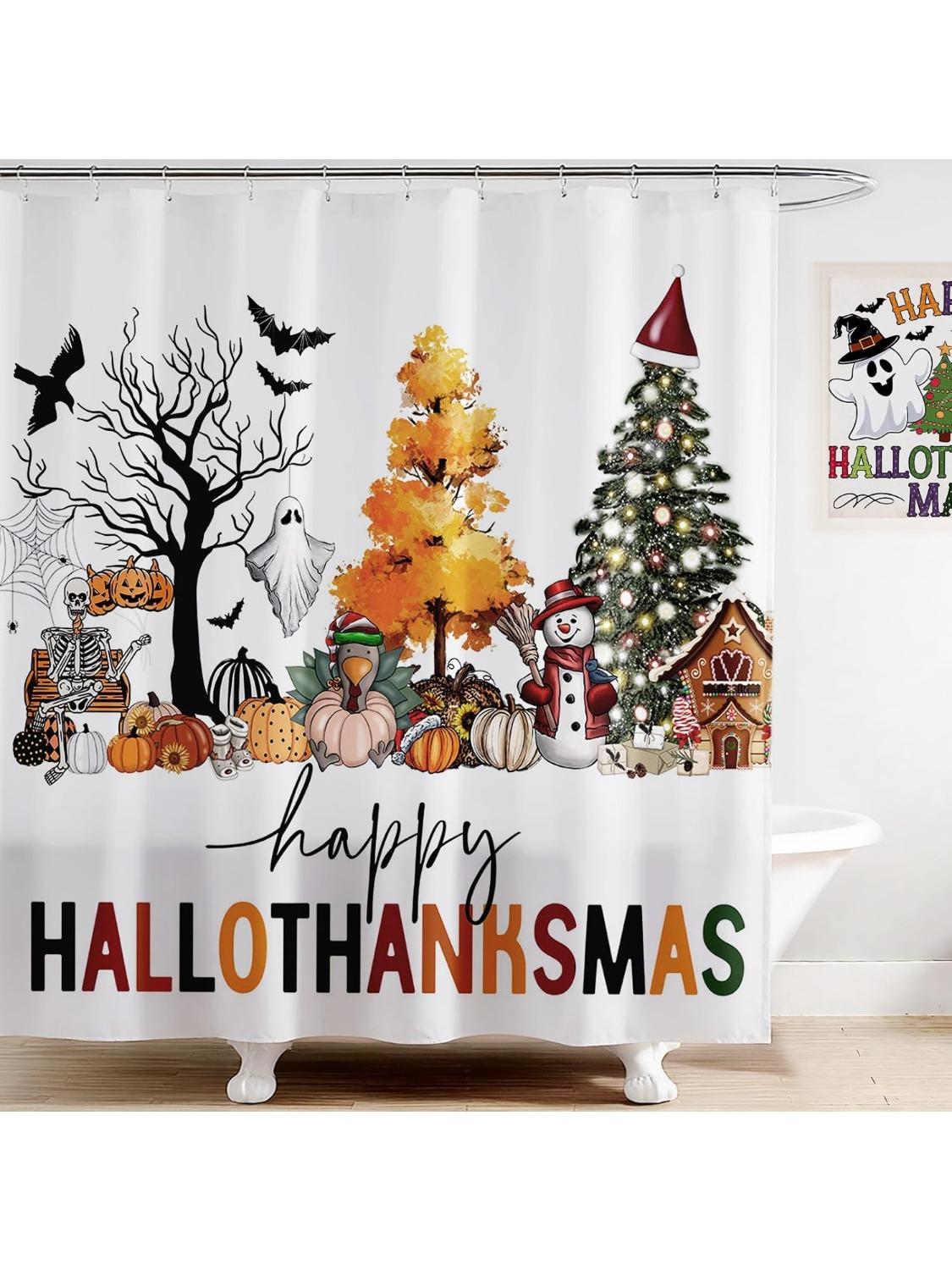 Halloween Hallothanksmas Shower Curtains For Bathroom Decor Fall Halloween Thanksgiving Christmas Shower Curtain Set W60H190(CM)-1 Pcs
Halloween Hallothanksmas Shower Curtains For Bathroom Decor Fall Halloween Thanksgiving Christmas Shower Curtain Set W60H190(CM)-1 Pcs