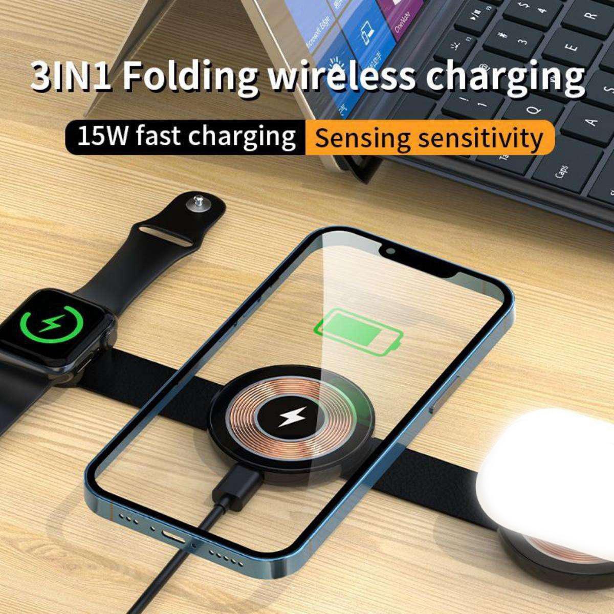 W-162 3-in-1 Foldable Charging Dock Magnetic Wireless Charger for iWatch/AirPods/Phone White
W-162 3-in-1 Foldable Charging Dock Magnetic Wireless Charger for iWatch/AirPods/Phone White