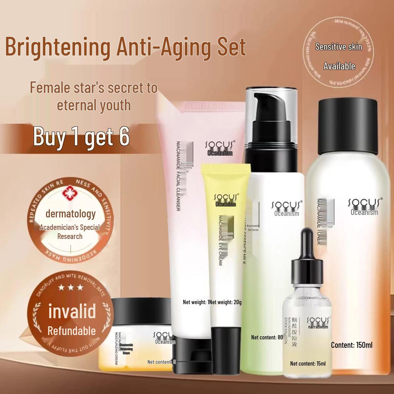 Moisturizing Skincare Set: Hydrating, Brightening, Firming, Shrinking Pores, Fading Acne Marks
Moisturizing Skincare Set: Hydrating, Brightening, Firming, Shrinking Pores, Fading Acne Marks