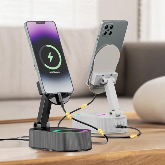 Подставка для мобильного телефона 3-в-1, Bluetooth-совместимый динамик с подсветкой, многофункциональная вращающаяся зарядка для телефона белый
Подставка для мобильного телефона 3-в-1, Bluetooth-совместимый динамик с подсветкой, многофункциональная вращающаяся зарядка для телефона белый