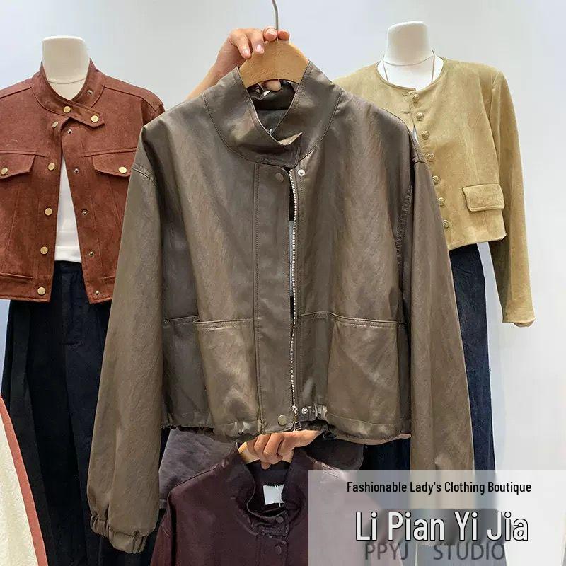 Women s Korean-Style Fleece-Lined Leather Motorcycle Jacket with Stand-Up Collar and Drawstring Waist for Winter. S (recommended 80-95 jin)
Women s Korean-Style Fleece-Lined Leather Motorcycle Jacket with Stand-Up Collar and Drawstring Waist for Winter. S (recommended 80-95 jin)