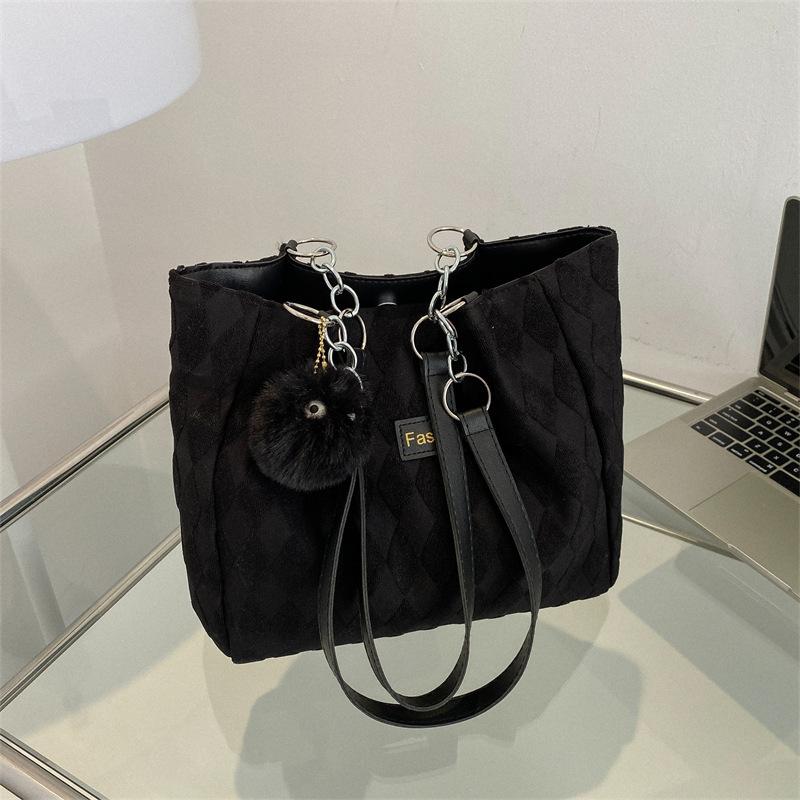 Холщовая сумка женская 2024 новая модная сумка для поездок на работу корейская версия повседневная сумка-тоут легкая универсальная сумка через плечо большой вместимости чёрный