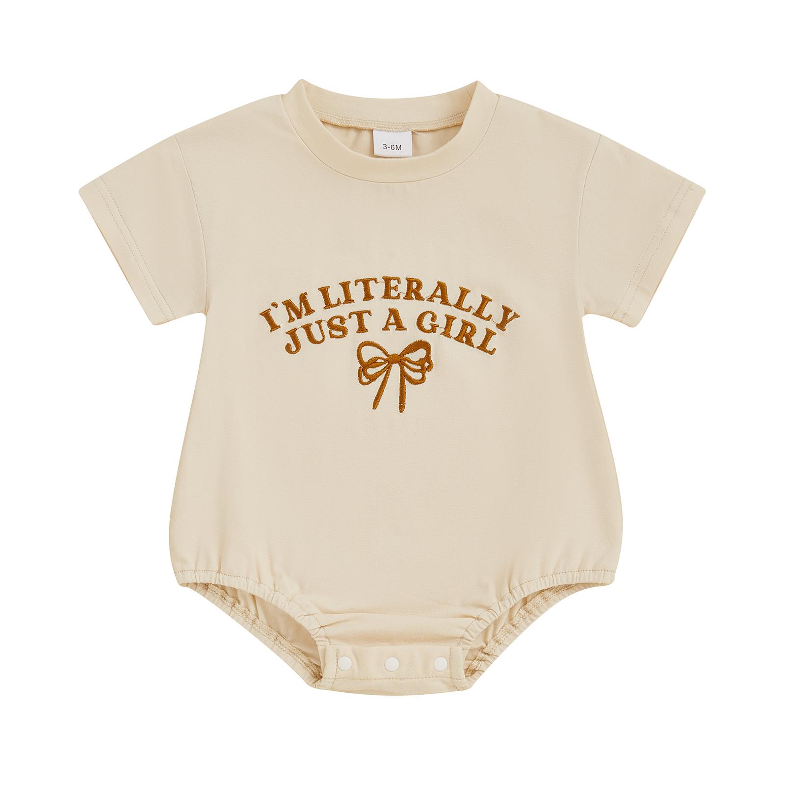 Дитячі ромпери для дівчаток з вишивкою літер та бантиком, з круглим вирізом та коротким рукавом, дитячі боді-комбінезони 12M хакі
Дитячі ромпери для дівчаток з вишивкою літер та бантиком, з круглим вирізом та коротким рукавом, дитячі боді-комбінезони 12M хакі