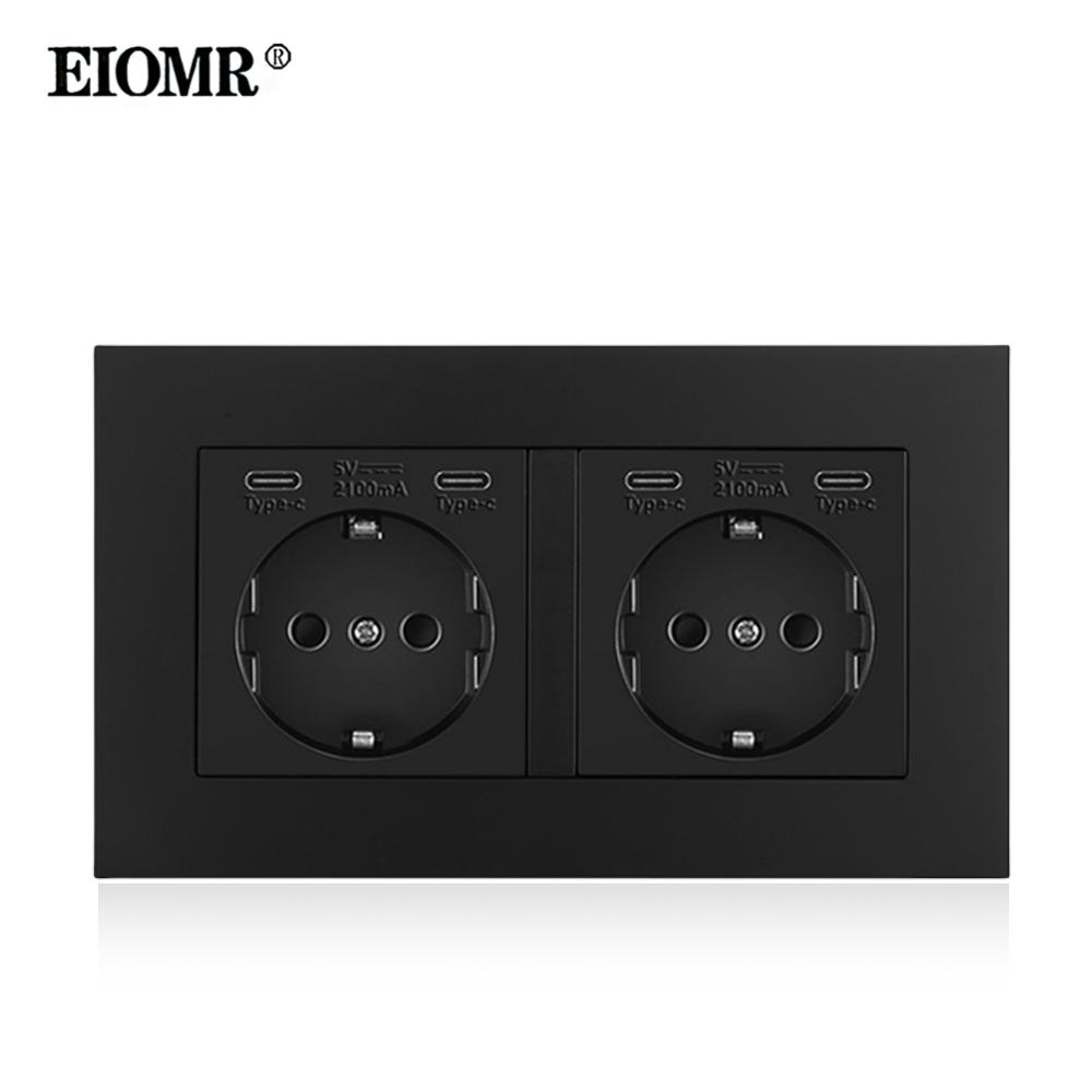 EIOMR EU Standard USB-C Power Double Socket, AC 250V 16A Flush Mount Wall Socket, 5V 2.1A USB-C Port Standard Electrical Outlet Plastic Black
EIOMR EU Standard USB-C Power Double Socket, AC 250V 16A Flush Mount Wall Socket, 5V 2.1A USB-C Port Standard Electrical Outlet Plastic Black