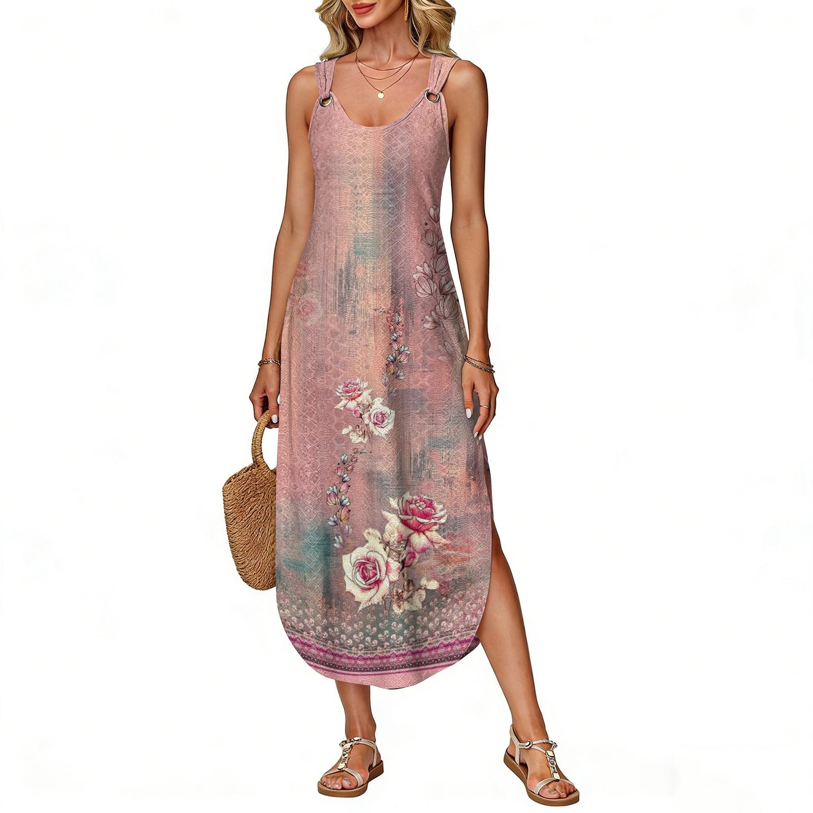 Women s summer long dress, sleeveless with side slits, long retro printed camisole dress XL
Women s summer long dress, sleeveless with side slits, long retro printed camisole dress XL