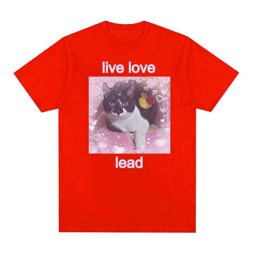 Забавная футболка с рисунком Live Love Lead, милая футболка с рисунком кота, мужская и женская повседневная модная футболка высокого качества, топы, уютные хлопковые футболки большого размера
Забавная футболка с рисунком Live Love Lead, милая футболка с рисунком кота, мужская и женская повседневная модная футболка высокого качества, топы, уютные хлопковые футболки большого размера