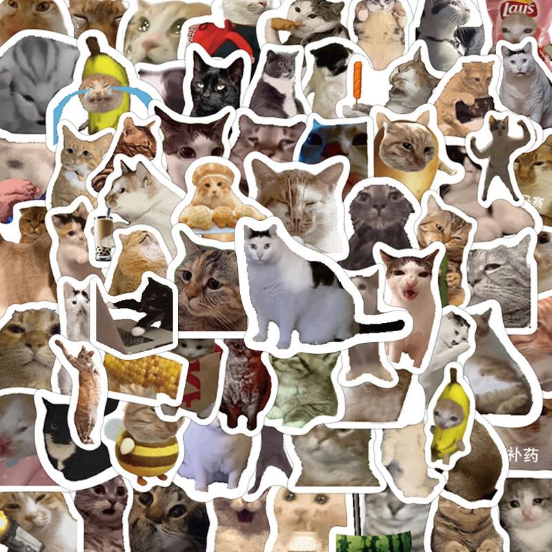 110 шт. Милые стикеры с эмодзи, мемами и кошками – Забавные вирусные DIY украшения для телефона и рабочего стола для любителей кошек