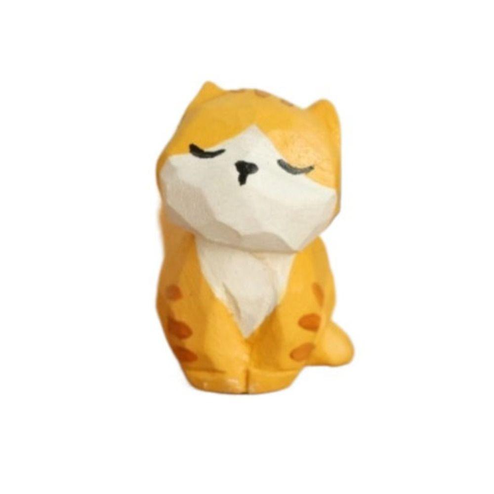 Резьба по овце Кошка Орнамент Деревянная Маленькая Модель Кролика Животные Орнамент Декор для стола cat