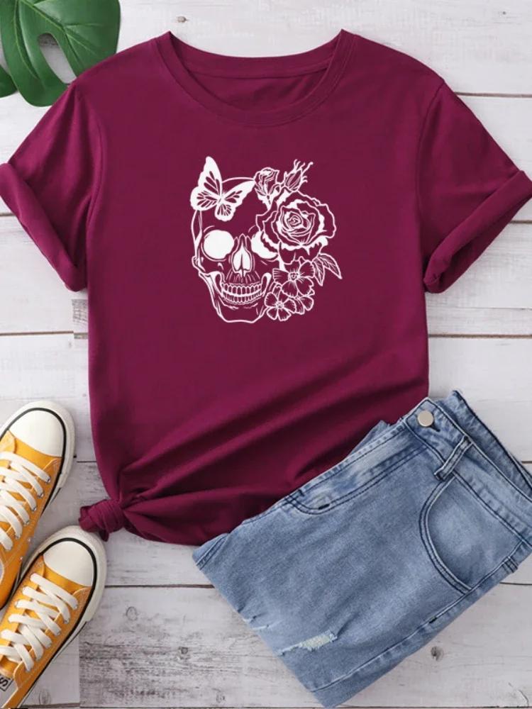 Skull Head Rose Print Women T Shirt Short Sleeve O Neck Loose Women Tshirt Ladies Fashion Tee Shirt Tops Clothes Camisetas Mujer S розы красного
Skull Head Rose Print Women T Shirt Short Sleeve O Neck Loose Women Tshirt Ladies Fashion Tee Shirt Tops Clothes Camisetas Mujer S розы красного