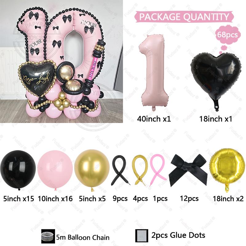 68Pcs Pink Black Latex Balloon Pink Number Balloon Set Pink Butterfly Birthday Party, Anniversary Decoration As The Picture
68Pcs Pink Black Latex Balloon Pink Number Balloon Set Pink Butterfly Birthday Party, Anniversary Decoration As The Picture