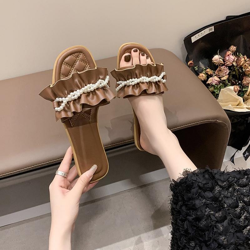 Women pearl Slippers Summer Slides Open Toe Flat Casual Shoes Leisure Sandal Female Beach Flip Flops 43 коричневий
Women pearl Slippers Summer Slides Open Toe Flat Casual Shoes Leisure Sandal Female Beach Flip Flops 43 коричневий