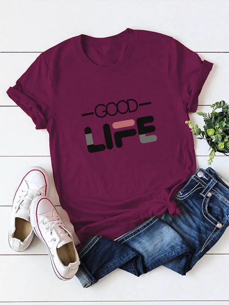 Good Life Letter Print Женская футболка с коротким рукавом и круглым вырезом Свободная женская футболка Женская футболка Топы Camisetas Mujer XXXL бордовый
Good Life Letter Print Женская футболка с коротким рукавом и круглым вырезом Свободная женская футболка Женская футболка Топы Camisetas Mujer XXXL бордовый