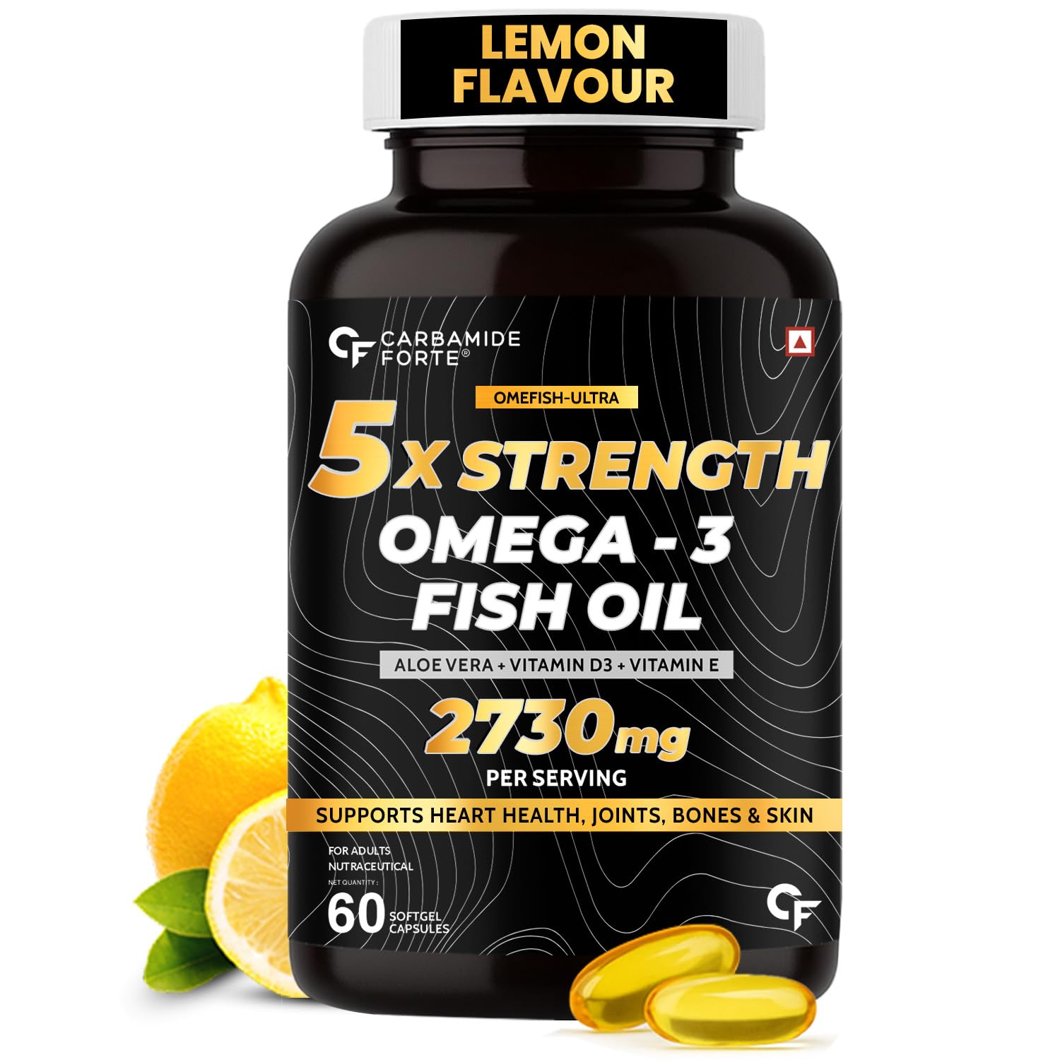 Carbamide Forte 5X Strength Omega 3 Fish Oil Capsules 2730mg For Heart, Brain, Skin & Overall Health (60 Softgels Capsules)
Carbamide Forte 5X Strength Omega 3 Fish Oil Capsules 2730mg For Heart, Brain, Skin & Overall Health (60 Softgels Capsules)