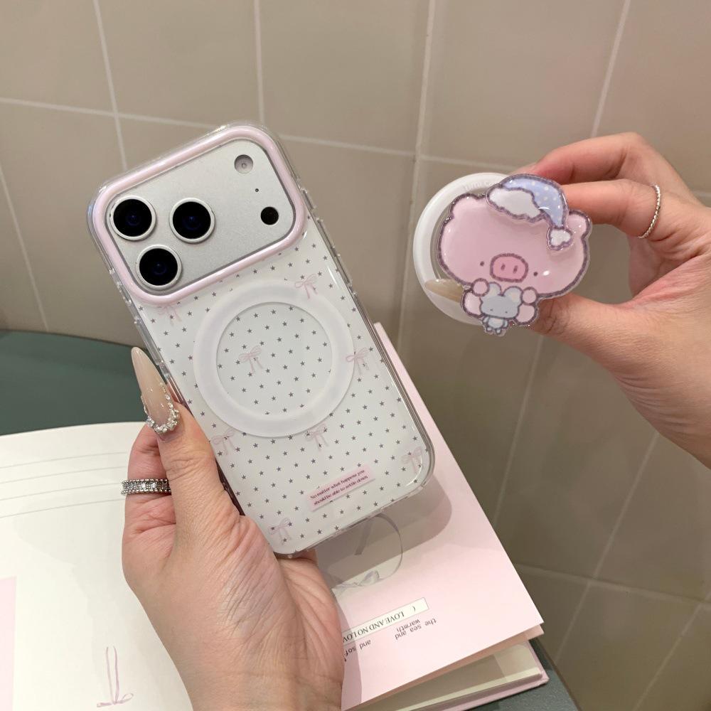 Korean Style Polka Dot Star Full-Screen Phone Case with Little Pig Stand for iPhone 14/15/16/17 Pro Max Apple 17 Pro Max
Korean Style Polka Dot Star Full-Screen Phone Case with Little Pig Stand for iPhone 14/15/16/17 Pro Max Apple 17 Pro Max