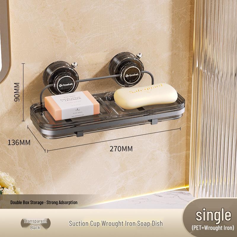 Punch-Free Wall-Mounted Suction Cup Soap Dish, Light Luxury Bathroom Rack, Double Compartment, Draining Storage
Punch-Free Wall-Mounted Suction Cup Soap Dish, Light Luxury Bathroom Rack, Double Compartment, Draining Storage