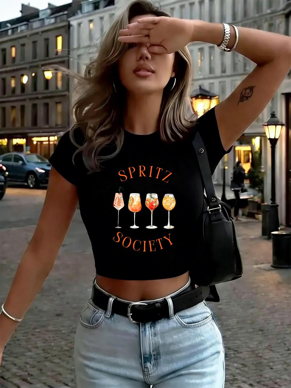Spritz Society Printed Women Crop T-Shirts Summer O-Neck Soft Tops Street Fitting Slim Streetwear Sporty High Elastic Clothes 4XL
Spritz Society Printed Women Crop T-Shirts Summer O-Neck Soft Tops Street Fitting Slim Streetwear Sporty High Elastic Clothes 4XL